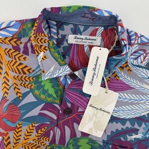Tommy Bahama Shirt Men Large Blue Congo Coconut Point Jungle Fronds ST326001 NWT